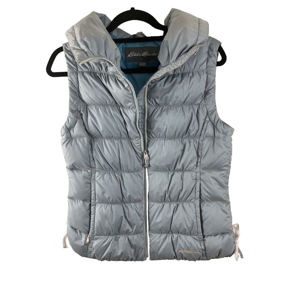 Eddie Bauer Grey-Blue Iridescent Quilted Goosedown Vest Women's Size M